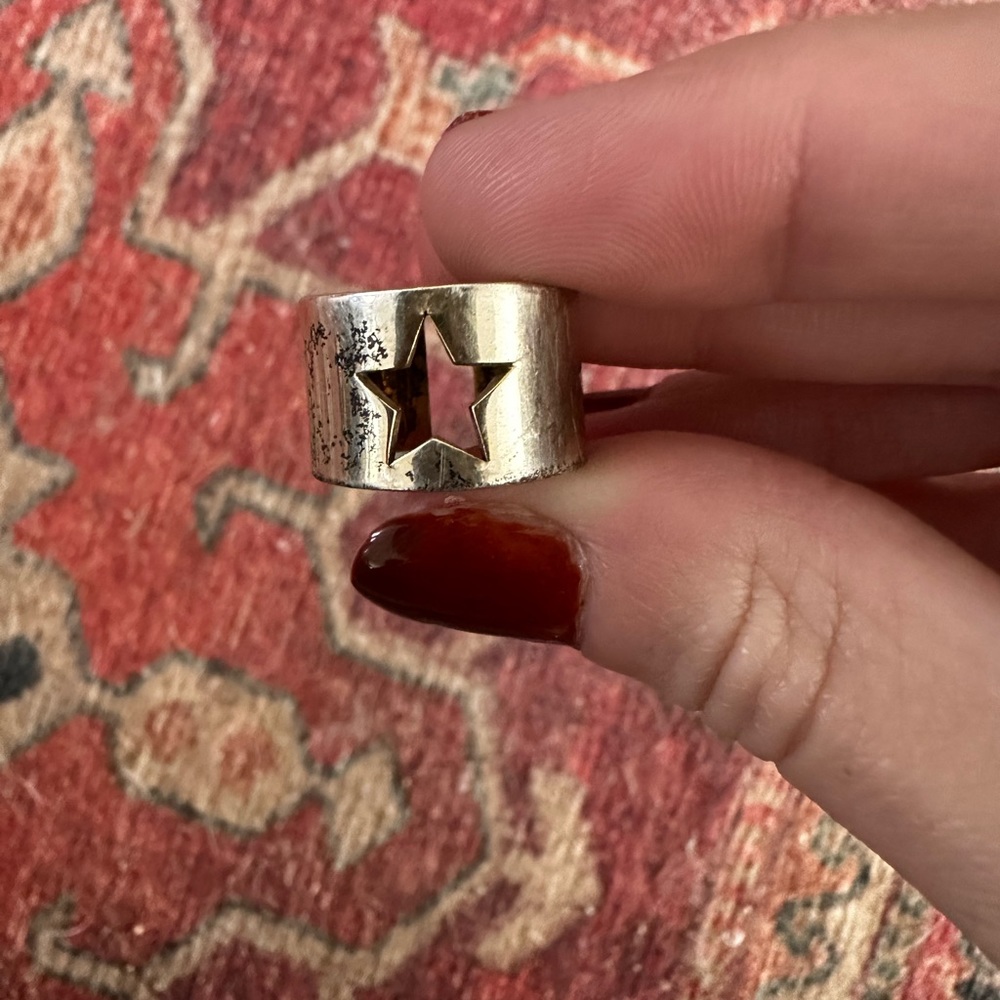 Stamped sterling silver star ring (adjustable) - Picture 5 of 5
